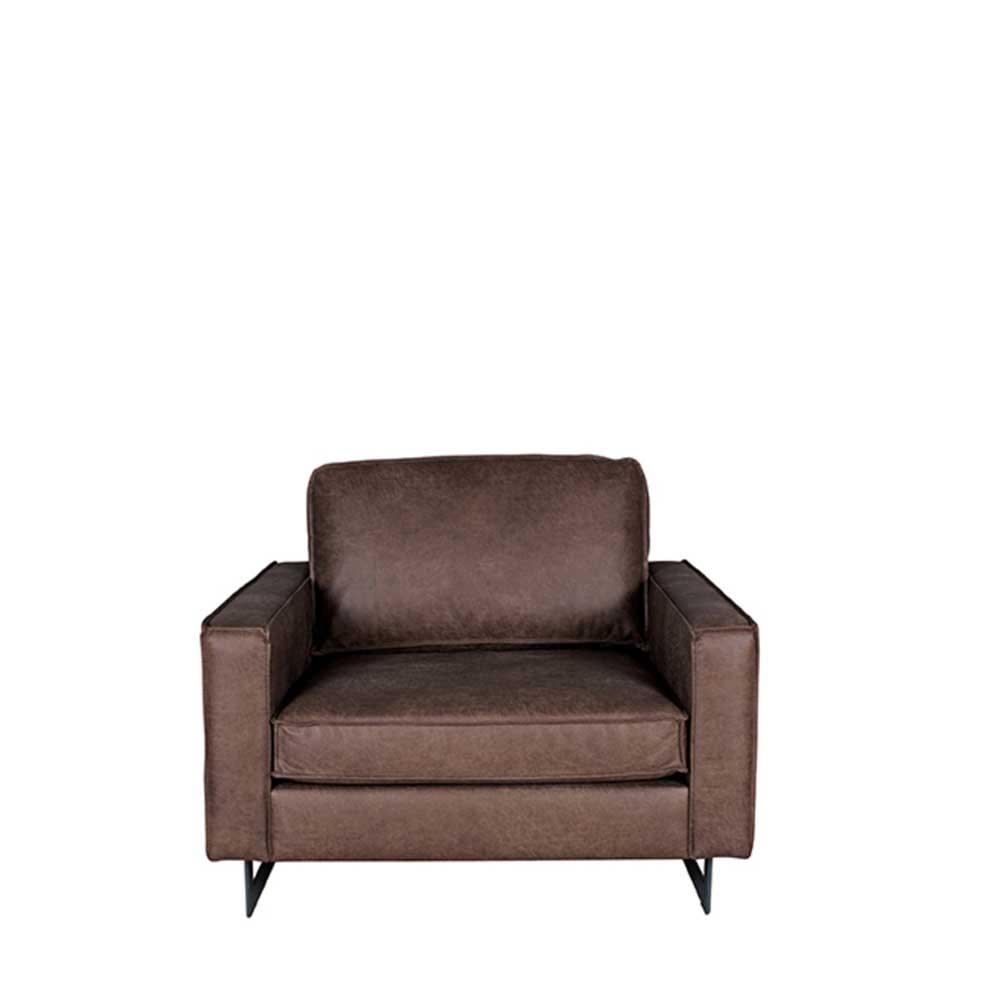 105 cm breiter Sessel in kantigem Design mit Bügelgestell - Braun & Schwarz Vessina