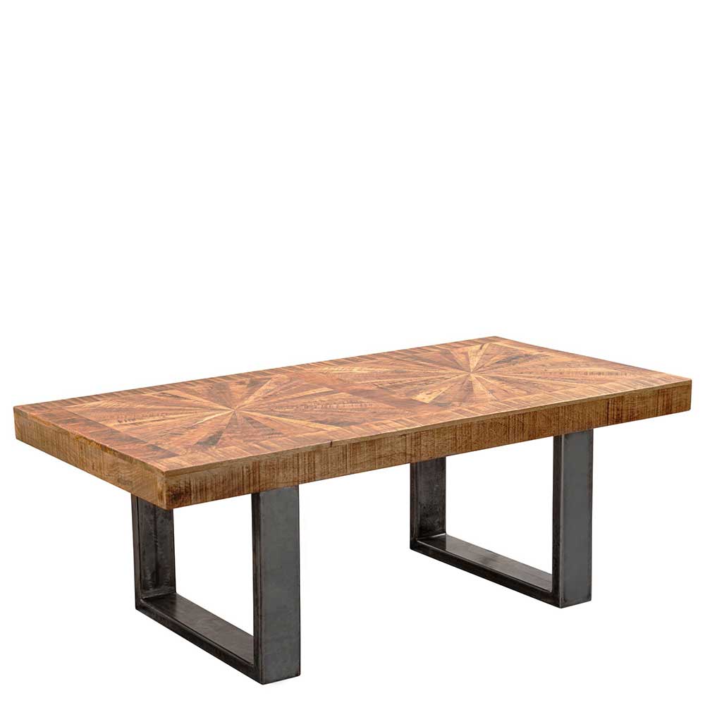 105x55 Wohnzimmer Tisch aus Holz handgearbeitet mit Metall U-Gestell Cazatan