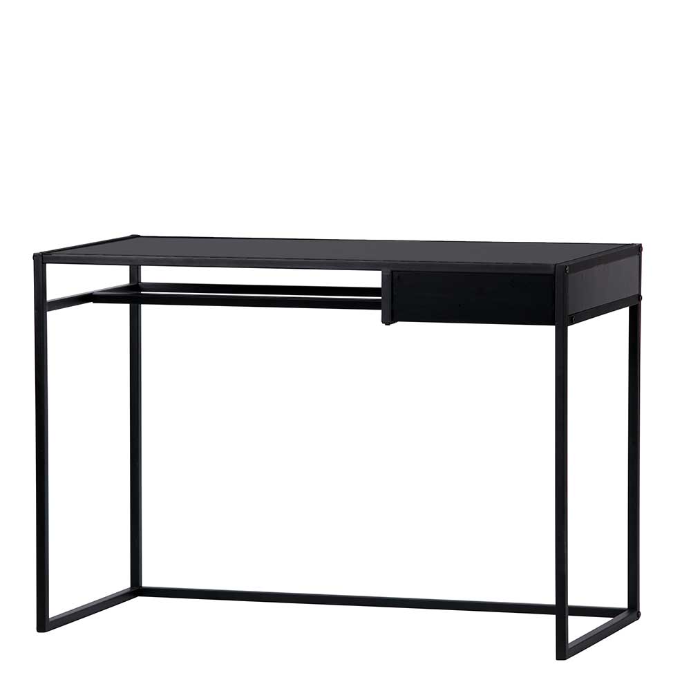 110x50 Industrial Schreibtisch in Schwarz aus MDF & Metall Surie