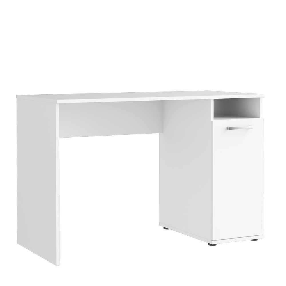110x52 Günstiger Schreibtisch in Weiß mit Tür & Ablagefach Grovesc
