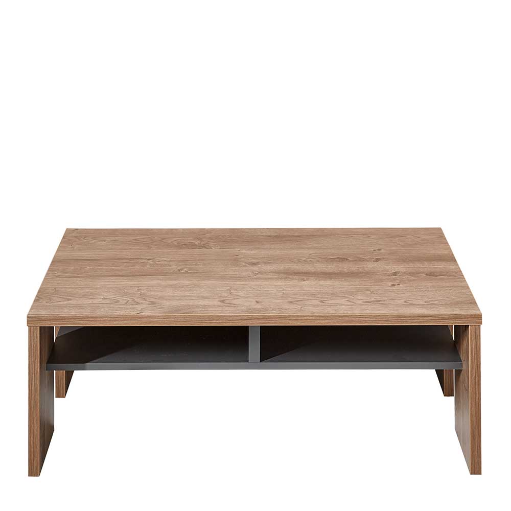 110x65 Wohnzimmer Tisch in Holz Dekor & Dunkelgrau mit Ablage Nivita