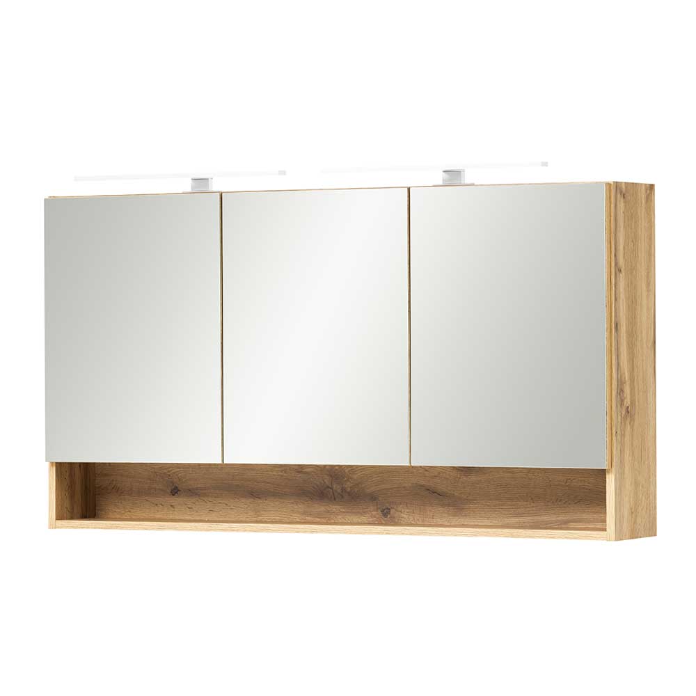 120 cm breiter Spiegelschrank mit 3 Türen & Fach in Wildeiche Tofias