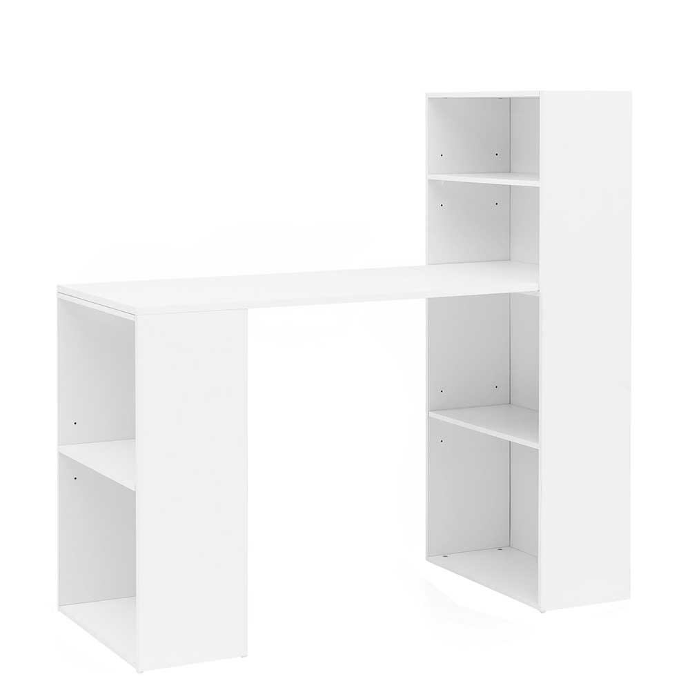 120x120x53 Schreibtisch Regal Kombi in Weiß mit Wangen-Gestell Ricana
