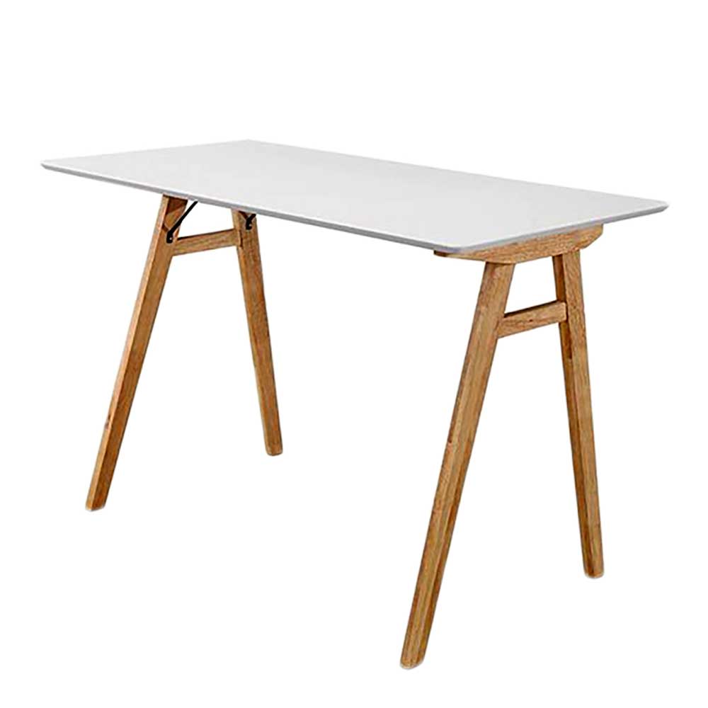 120x60 Schreibtisch in Weiß & Natur aus MDF & Holz lackiert Cora