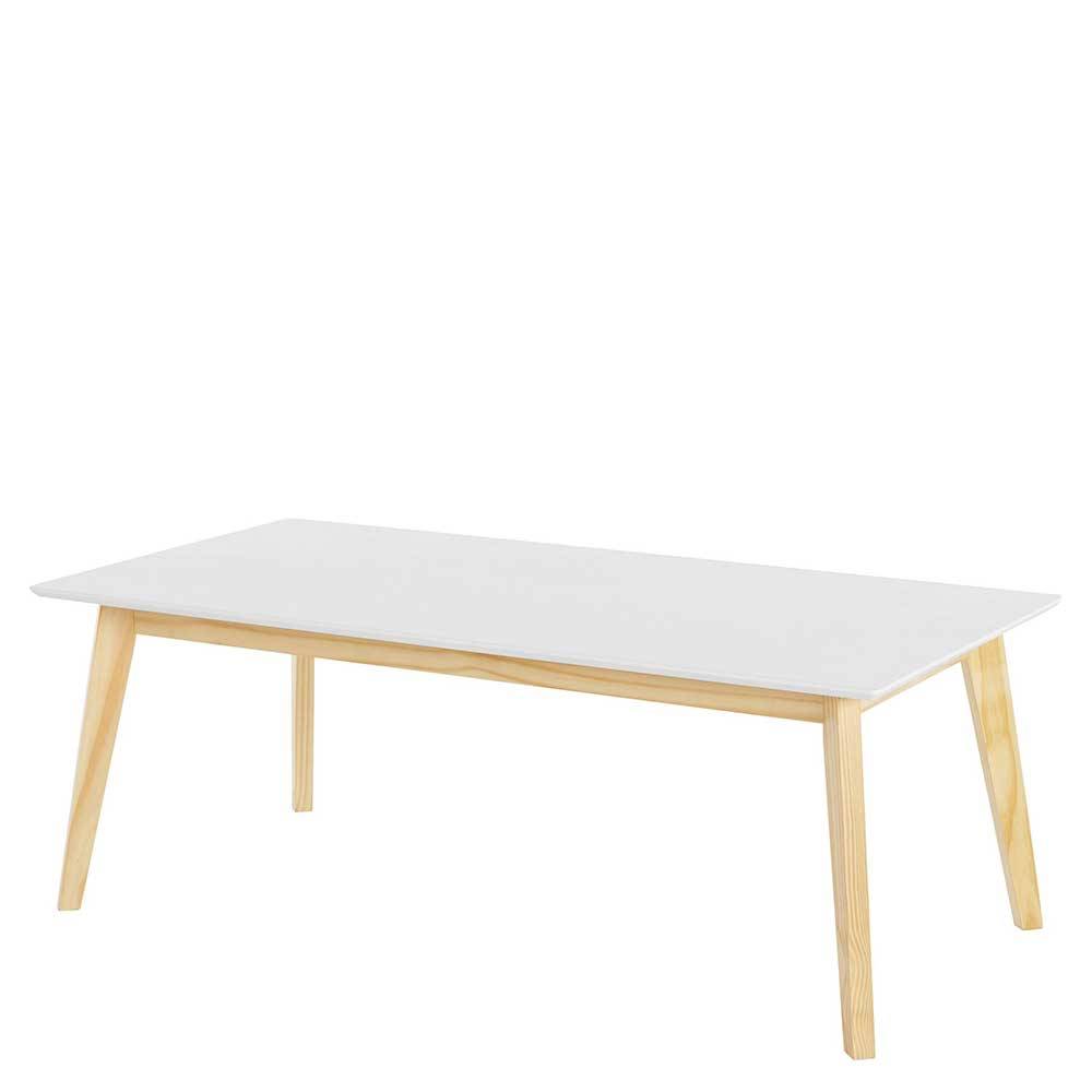 120x60 Wohnzimmer Tisch in Weiß & Kiefer - Skandinavischer Wohnstil Tropezian