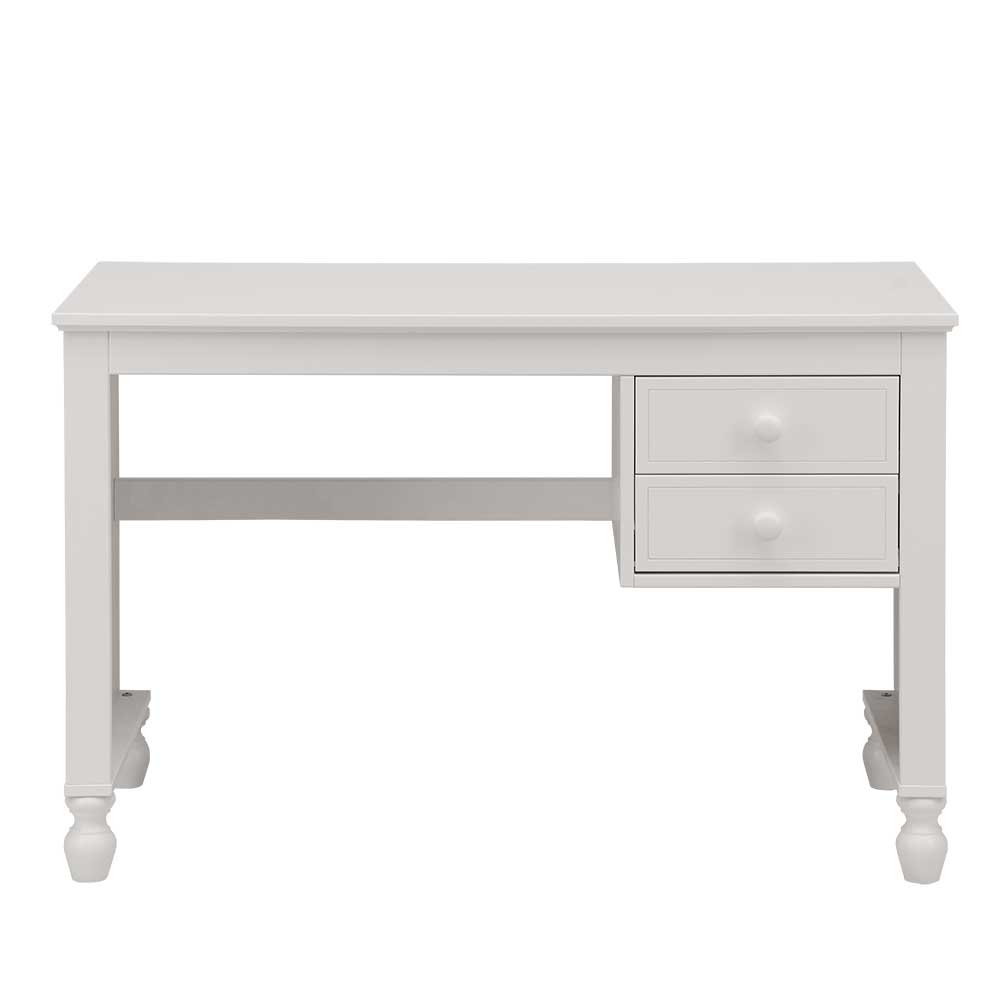120x78x60 cm Schreibtisch mit 2 Schubladen in Weiß lackiert aus Buche & MDF Starina