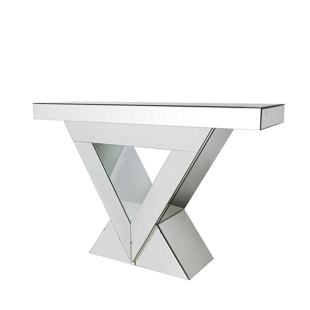 120x80x36 Extravaganter Tisch aus Spiegelglas in modernem Design Livino