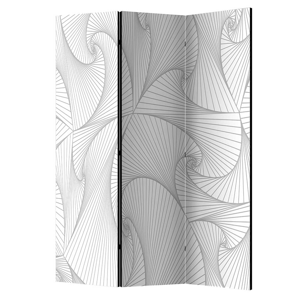 135 cm breiter Raumteiler - Paravent klappbar mit Druck Motiv in Weiß Grau Stefanie