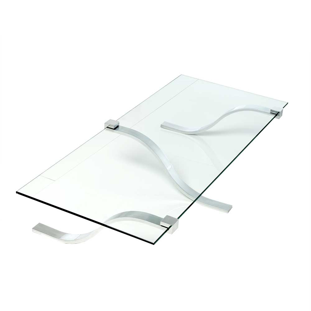 140x60 cm Glastisch mit Designgestell aus Stahl - 30 cm hoch Aphrano