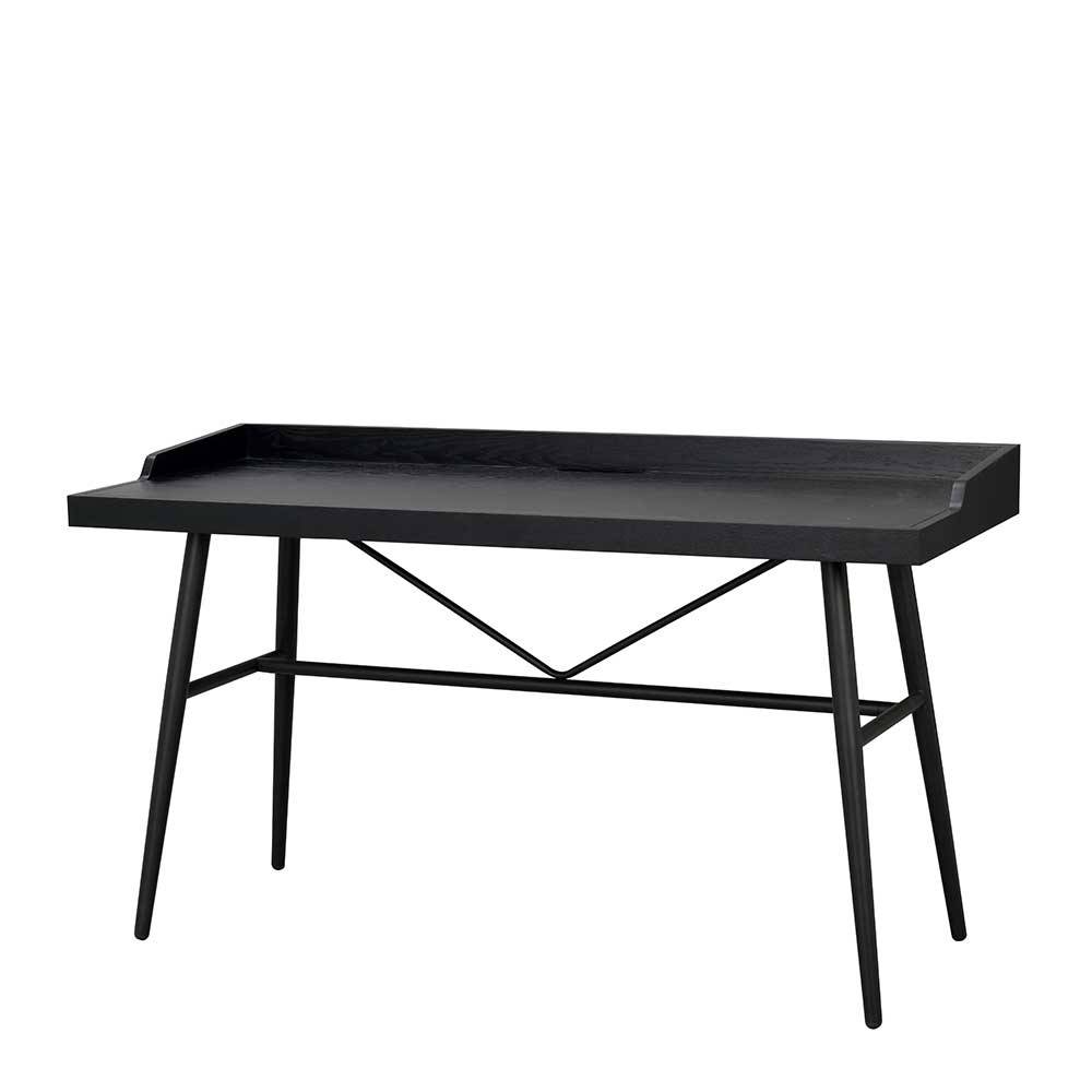 140x80 Skandi Design Schreibtisch in Schwarz aus MDF & Metall Trabera