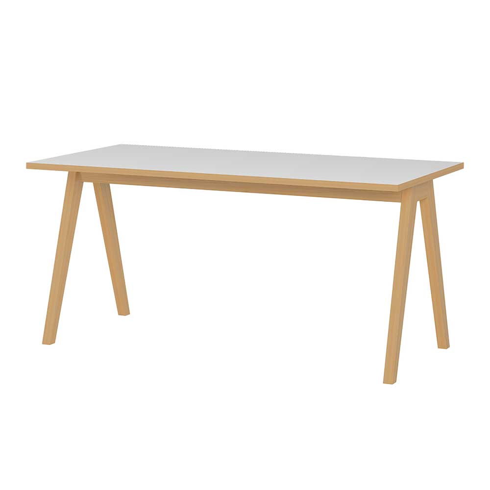 160x80 Schreibtisch im Skandinavischen Stil in Weiß & Wildeichefarben Pronada