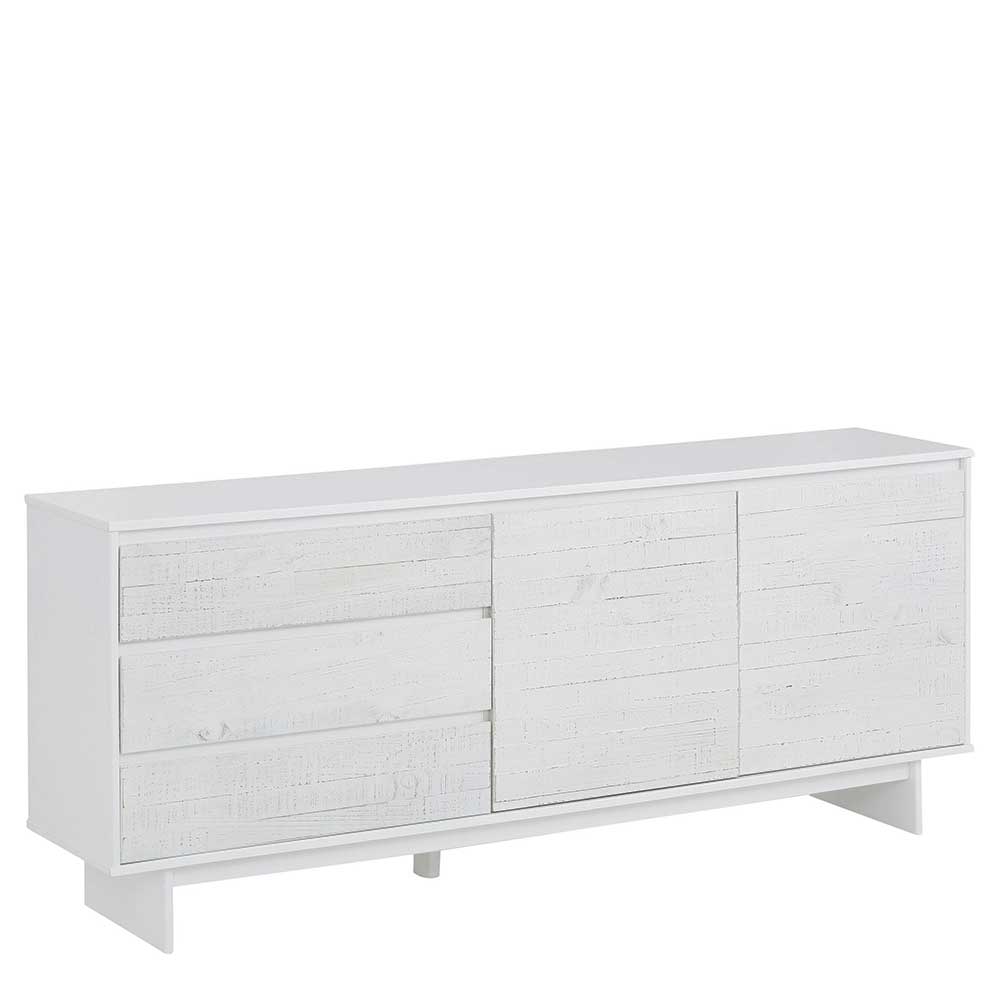 165x68x35 Sideboard in Weiß lasiert aus Kiefer Massivholz Vagniu