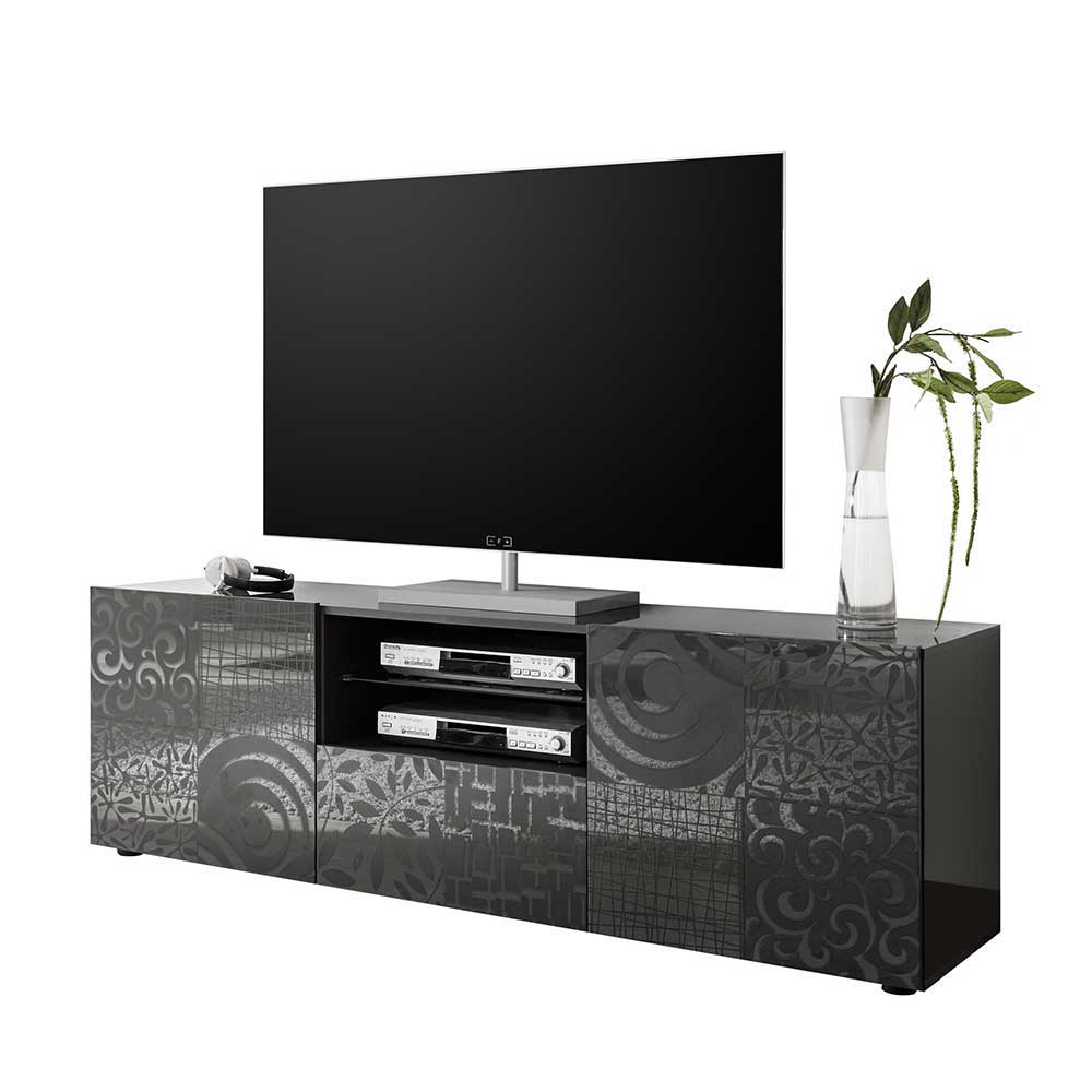 181x57x42 cm Hochglanz TV Element in Grau mit Mustern bedruckt Ipatal I