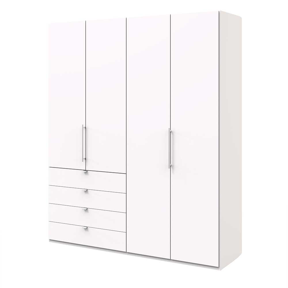 2-türiger Schlafzimmer Falttürenschrank in Weiß mit vier Schubladen Donpiave