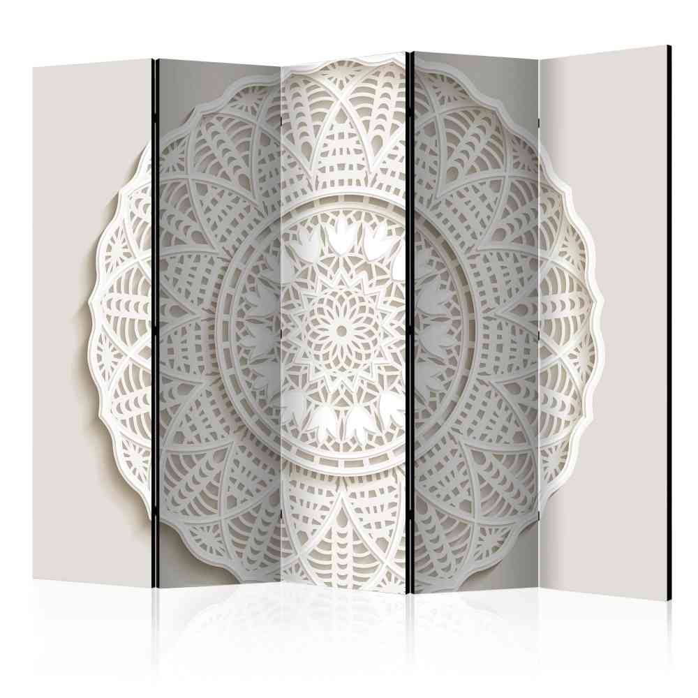 225x172 Spanische Wand in Beige Weiß mit 3D Mandala Druck Gromany