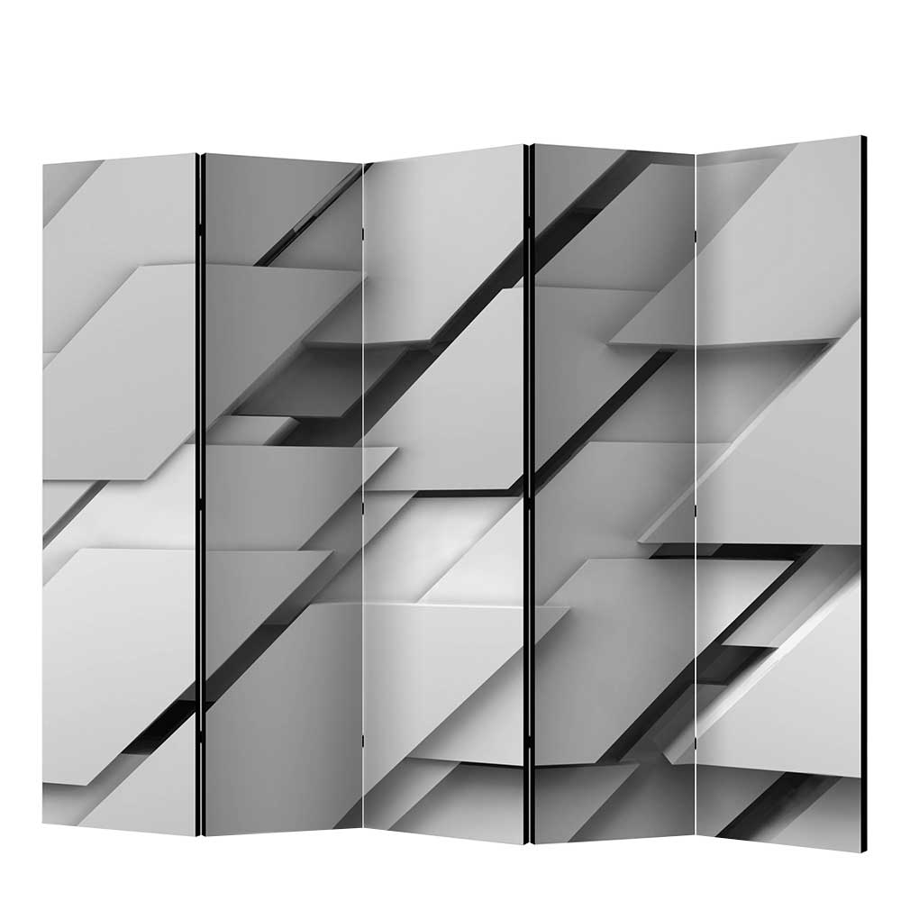 225x172x45 Moderner Paravent aus fünf Elementen mit abstraktem Muster Moonio