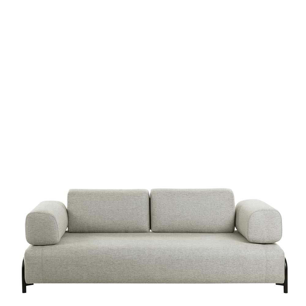 232 cm breites Webstoff Sofa in Beige mit Armlehnen & Metallgestell Aberdeens