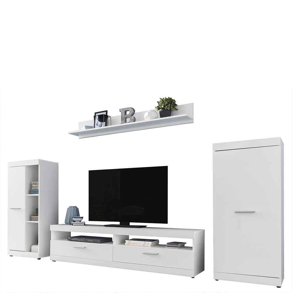 260 cm breite TV Anbauwand Möbel in Weiß Power