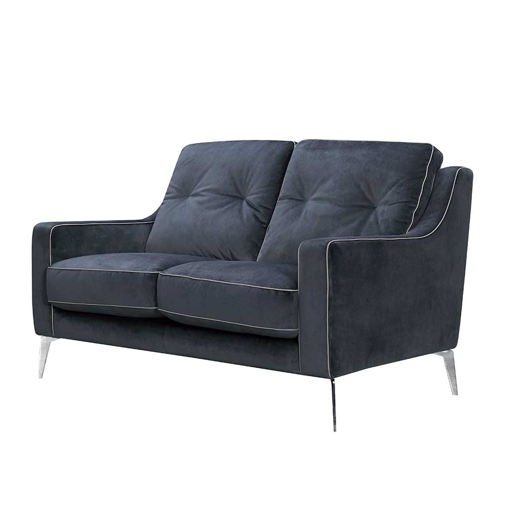 2er 3er Design Sofa aus Samt mit Nosagunterfederung in Anthrazit mit Metallbeinen Sesedra
