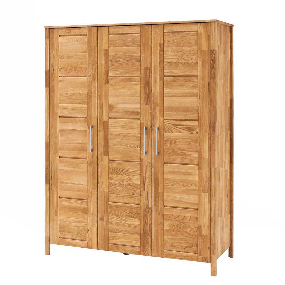 3-türiger Kleider-Schrank aus Holz Wildeiche mit Innen-Ausstattung Memba