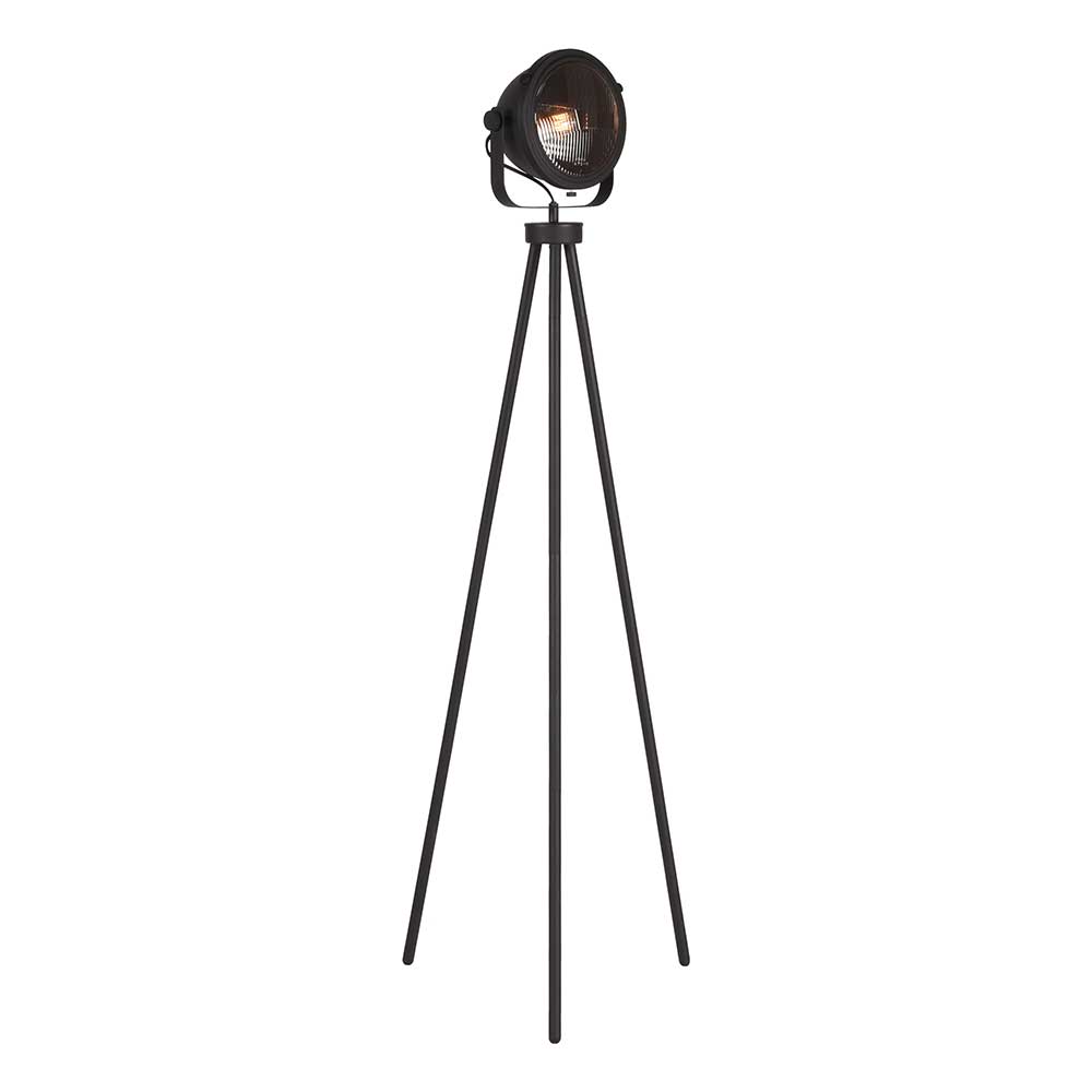 34x150x23 Industrial Stehlampe aus Metall in Schwarz mit Glas Volcanu