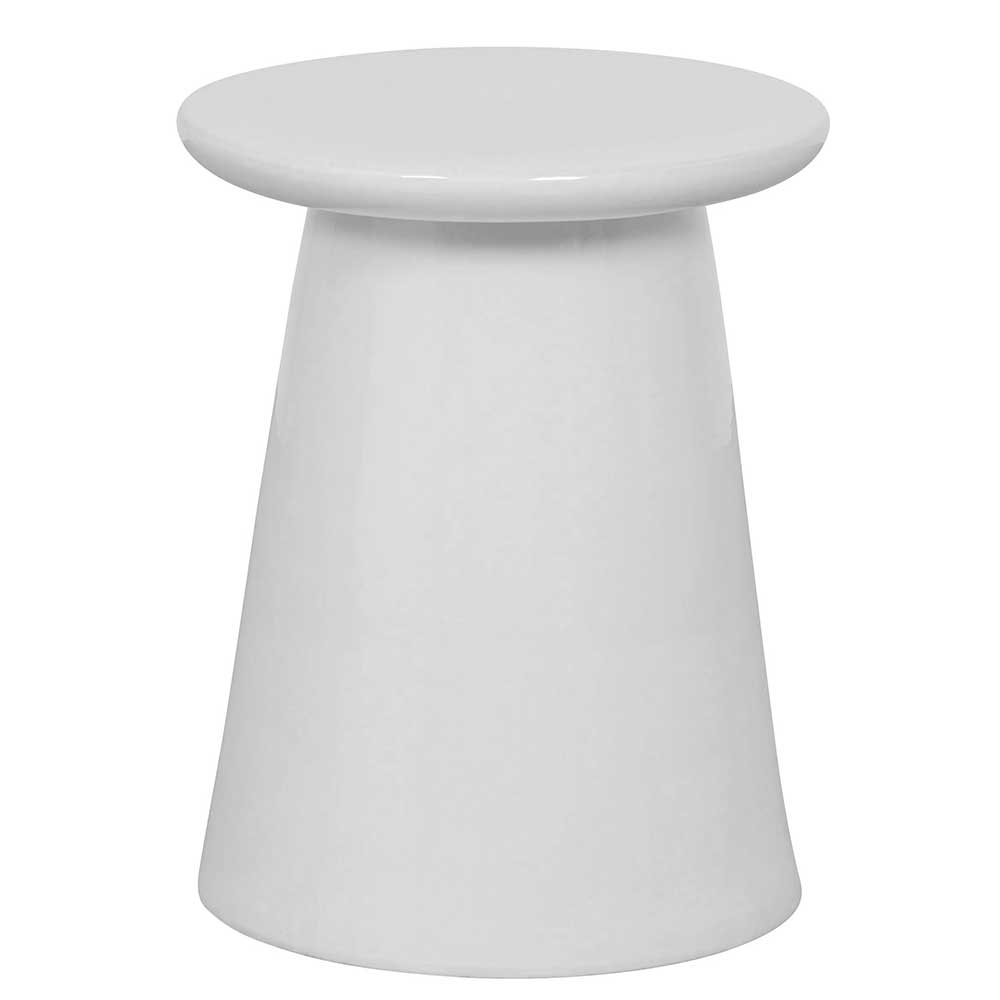 35x45x35 Design Beistelltisch aus Keramik in Weiß Paytona