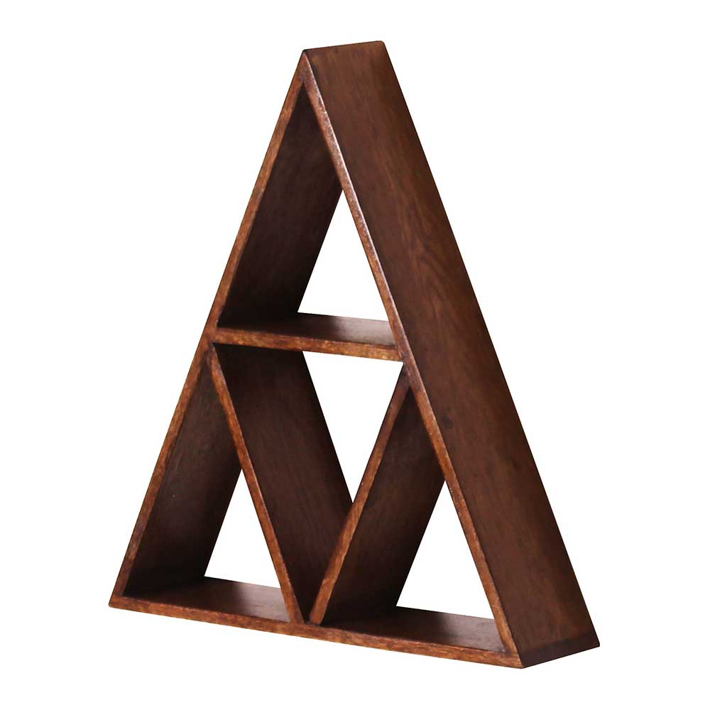 40x45x10 Kleines Wandregal im Dreieck Design aus Mangobaum Massivholz Haveling