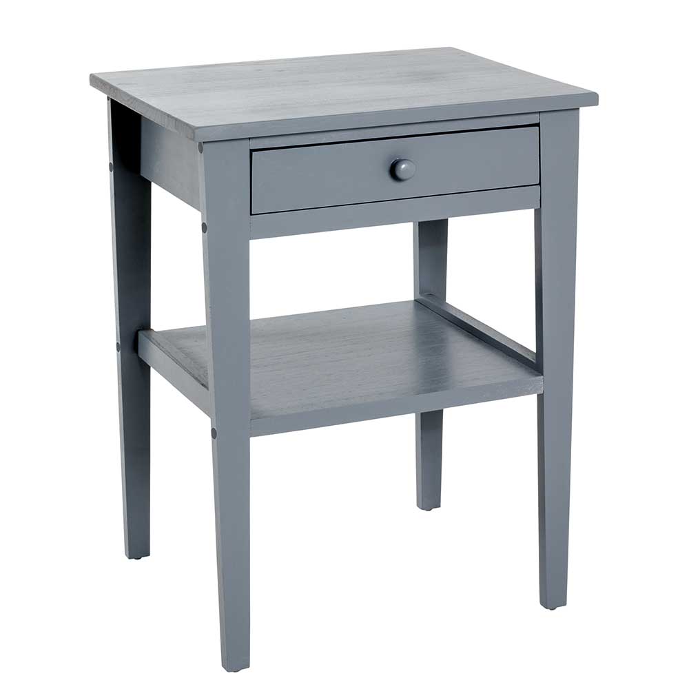 46x60x35 Nachttisch mit Schublade & Ablageboden in Grau aus Kiefernholz Vertes