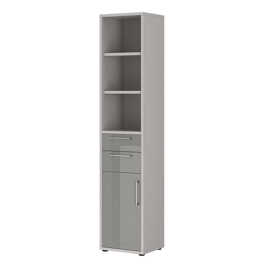 48x222x41 Büroregal in Grau mit Tür & Schubladen & Fächern Emeziano