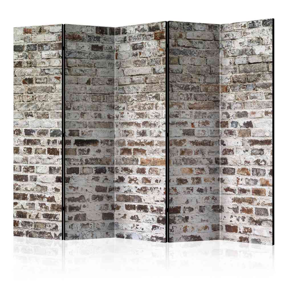 5-teiliger Paravent Mauer in Braun Weiß Vintage Motiv 225x172 cm Toronto