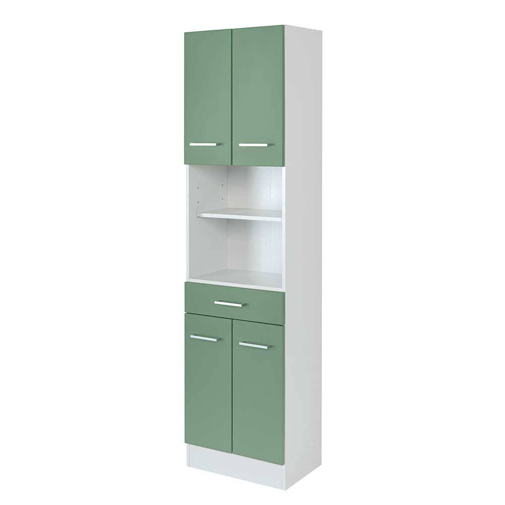 50x190x35 Badezimmer Schrank in Grün und Weiß mit Metallgriffen Loenixa