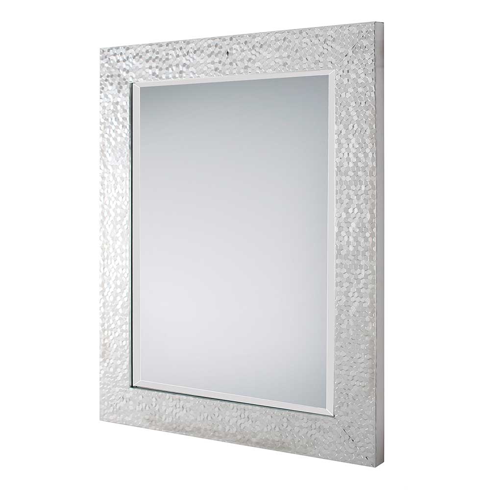 55x70 Spiegel mit breitem Rahmen in Silber aus Kunststoff Tunapuna