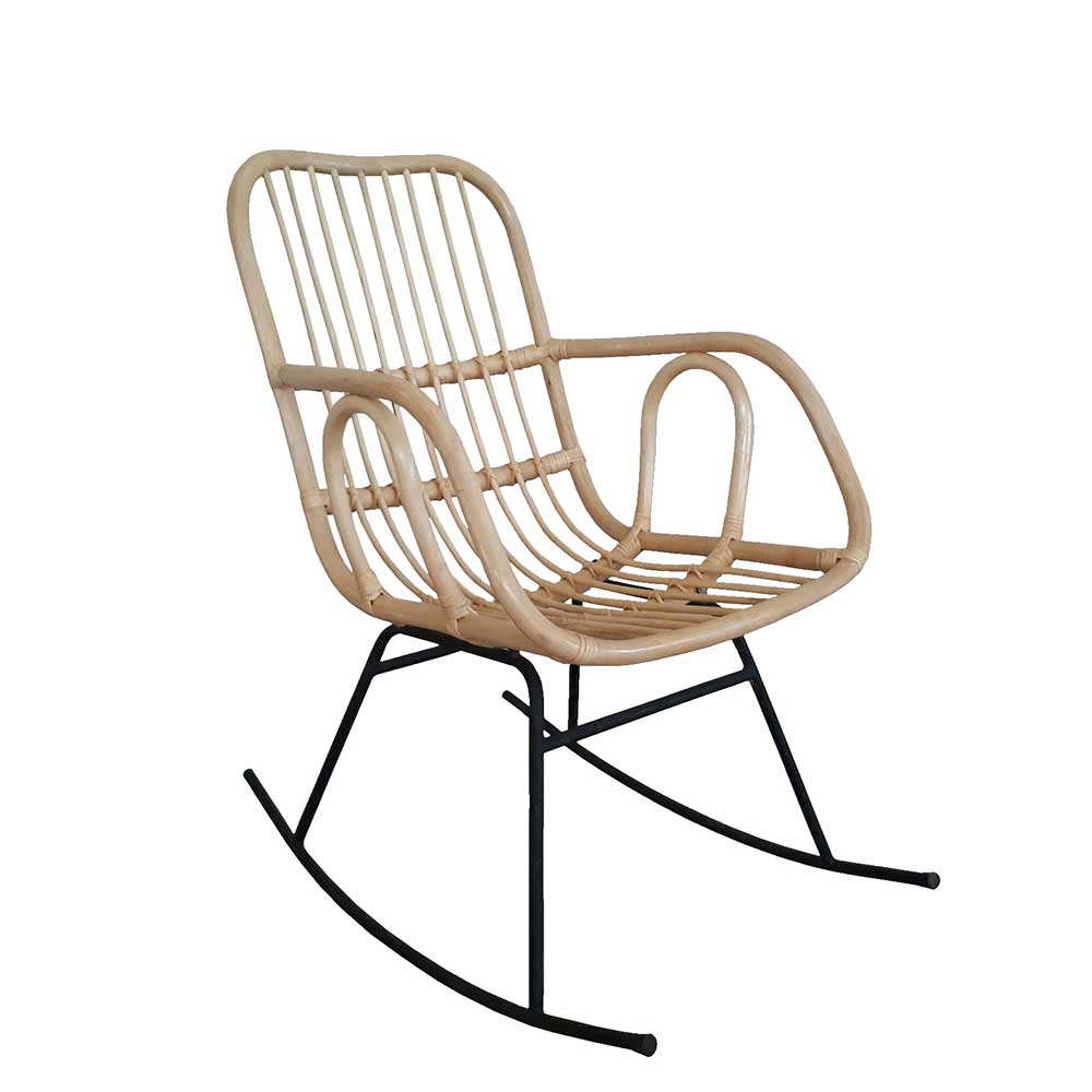 57x95x84 Schaukelstuhl aus Rattan & Eisen - minimalistisch-modern Ambriosso