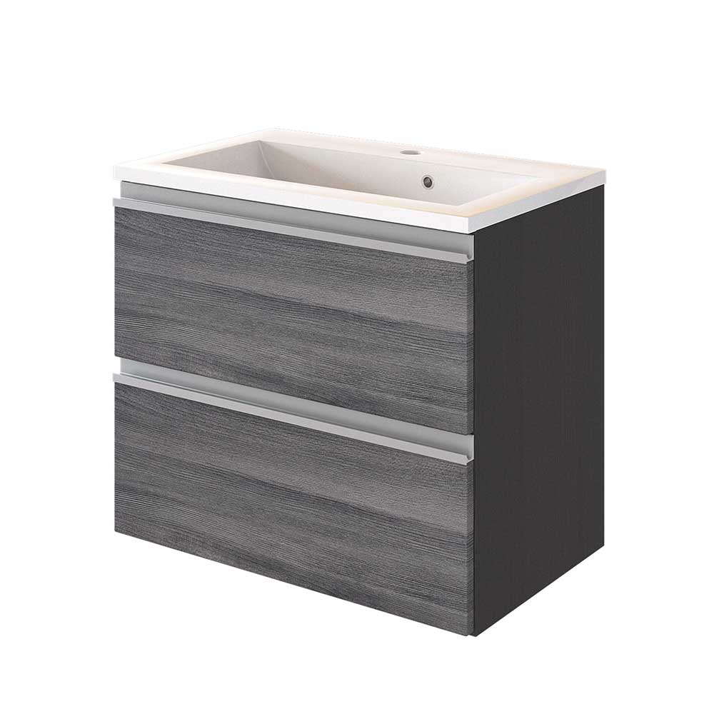 60 cm breiter Waschtisch für Gäste WC mit zwei Schubladen in Grau Nitusa