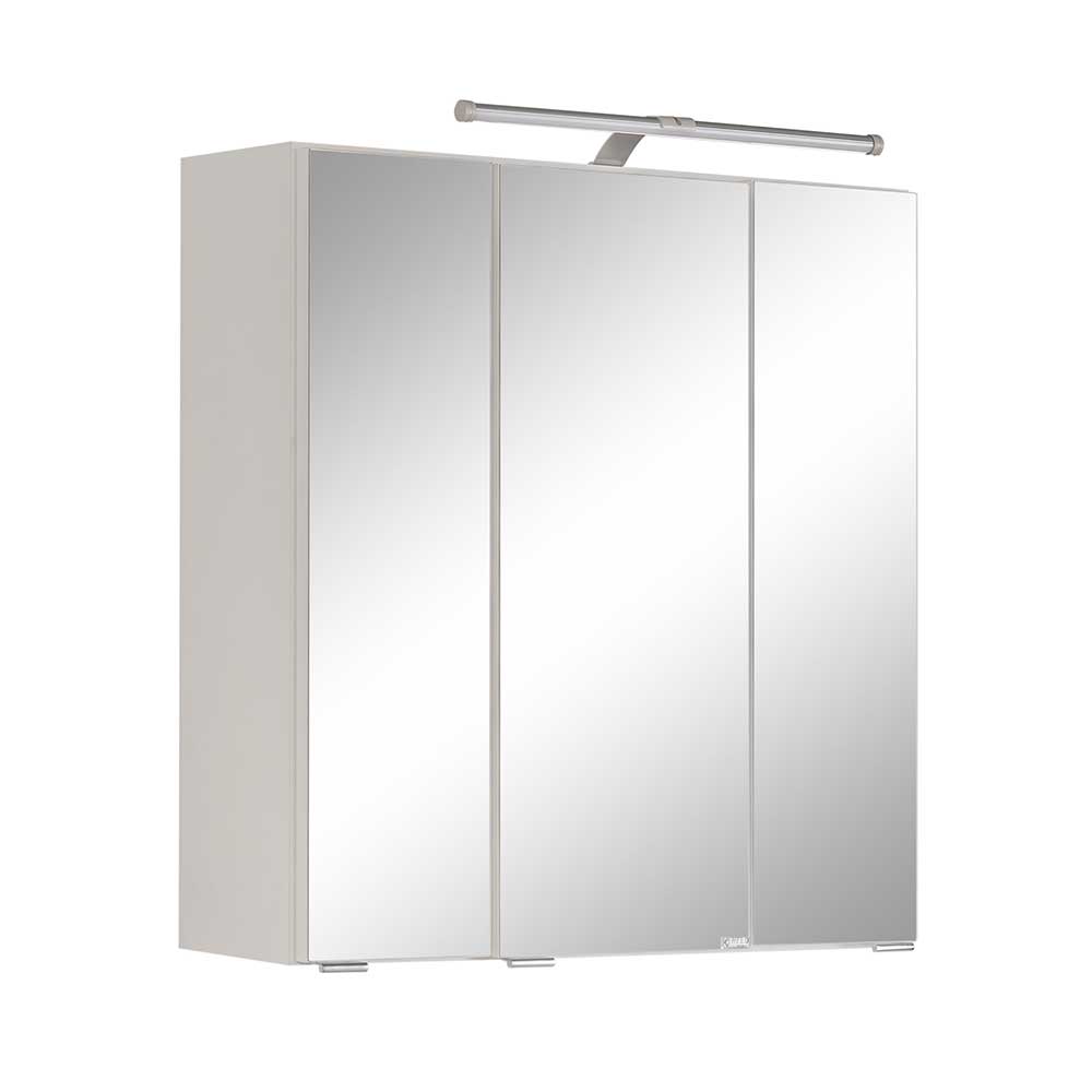 60x66x20 3D Spiegelschrank mit Aufsatzleuchte LED in Weiß Lasdias