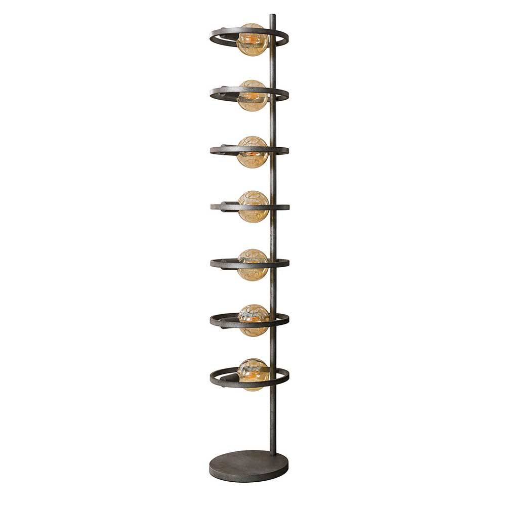 7-flammige Design Stehlampe aus Metall in Altsilber - Industrial Style Casir