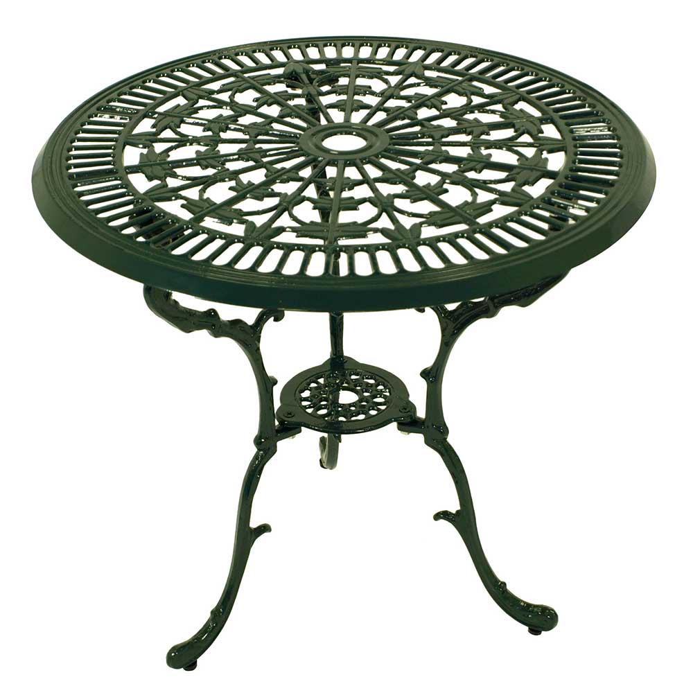 70 cm runder Gartentisch in Grün aus Metall Aluminium - Vintage Design Jenson