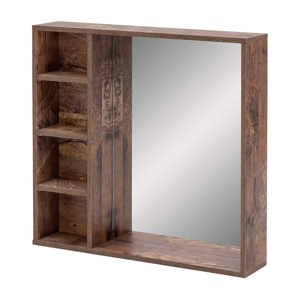 73x73 Badspiegel mit Regal & Ablage in Holz Dekor Eiche dunkel Arolina