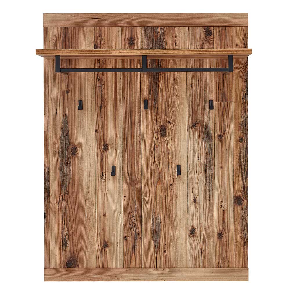 90x117x30 Breite Garderobe in Holz Antik Optik mit Dunkelgrau Olegana