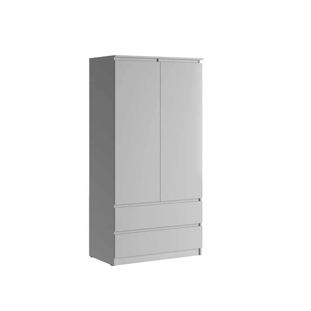 90x180x51 Kleiderschrank in Weiß Hochglanz mit zwei Schubladen & Türen Renema