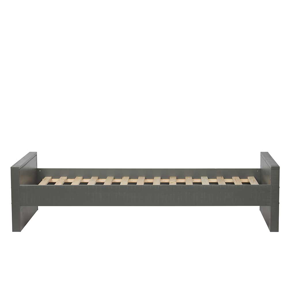 90x200 Holzbett in Grau aus Kiefer optional mit Bettkasten Schublade Firgetta