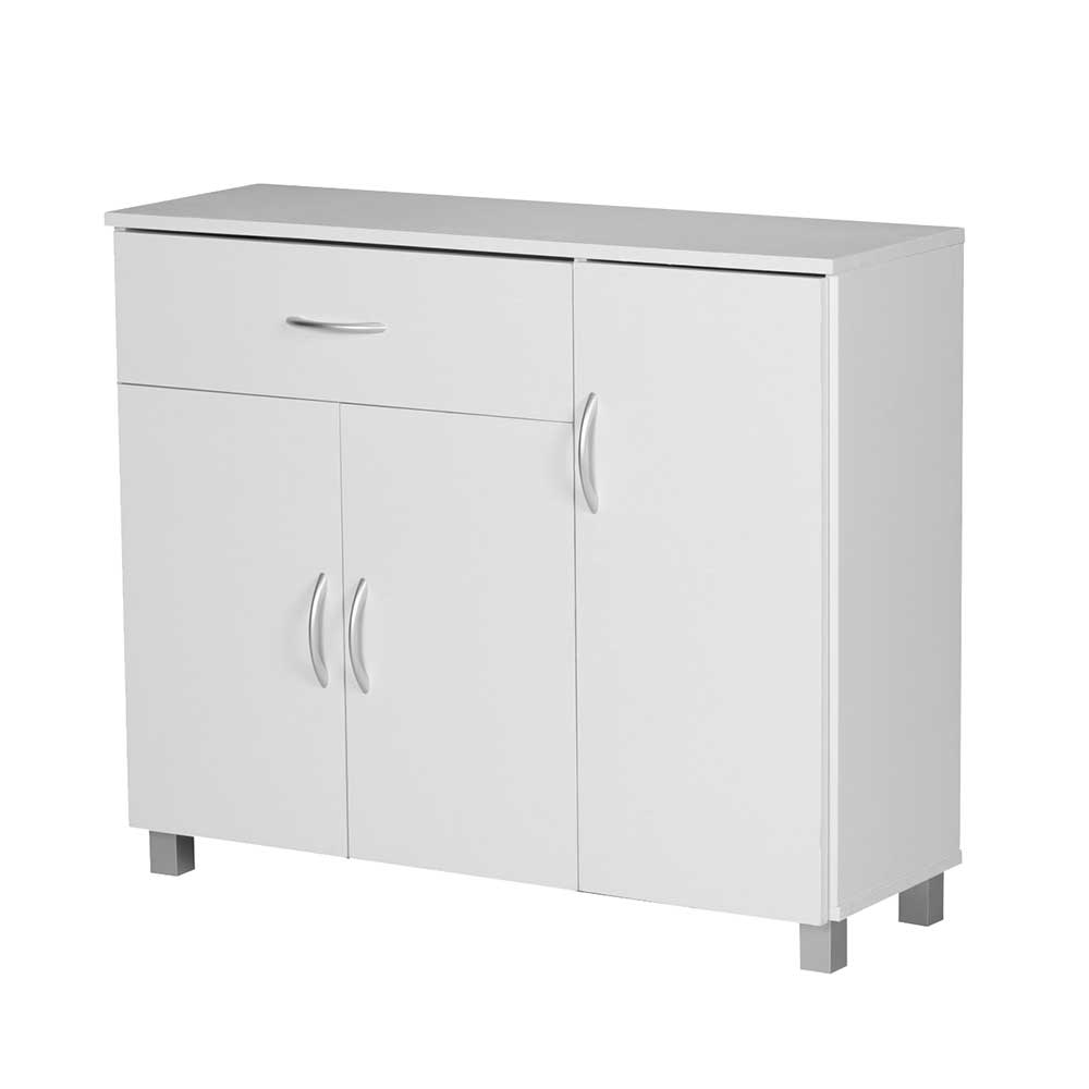 90x75x30 Kombi-Kommode in Weiß mit Silber - modernes Design Yacinda