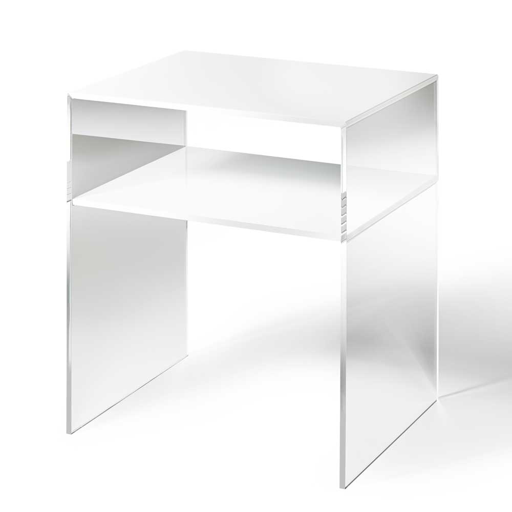 Acryl Telefontisch in Weiß & Transparent 50x60x38 cm Jellessa