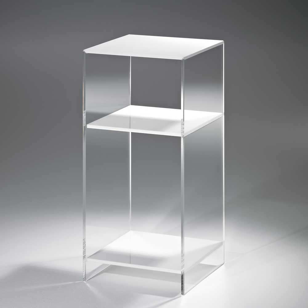 Acryl Tisch in Transparent & Weiß in 2 Höhen - 25x25 cm Valentine