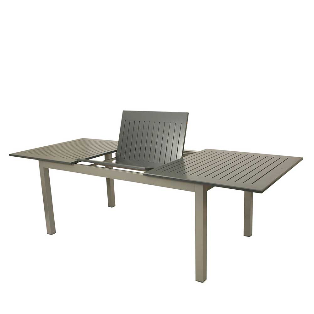 Aluminium Gartentisch mit Mittelauszug in Grau - bis 224x100 cm Silvia