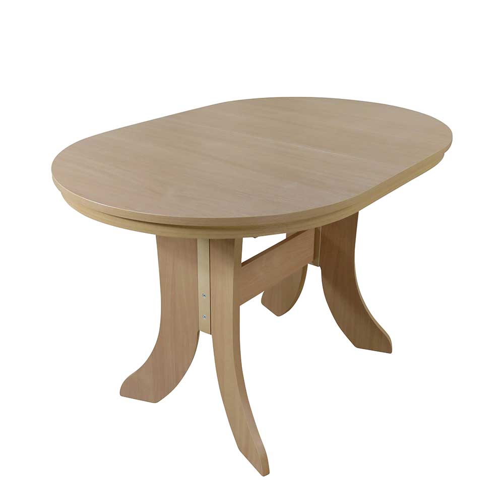 Ausziehbarer Esstisch mit ovaler Platte in Buche Holzdekor Rambano