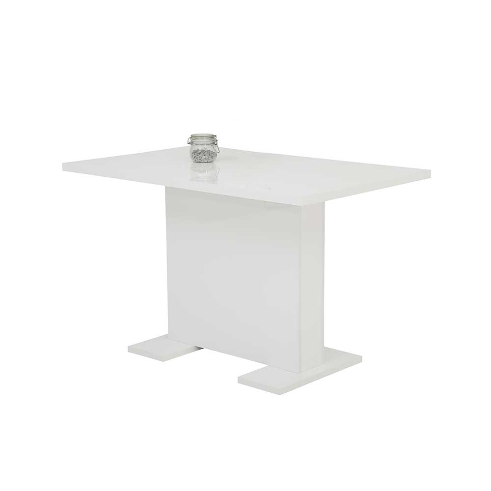 Ausziehbarer Hochglanz Tisch in Weiß mit Säulengestell Evening