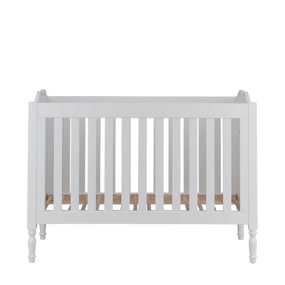Baby Gitterbett 60x120 oder 70x140 cm in Weiß lackiert Hovellas