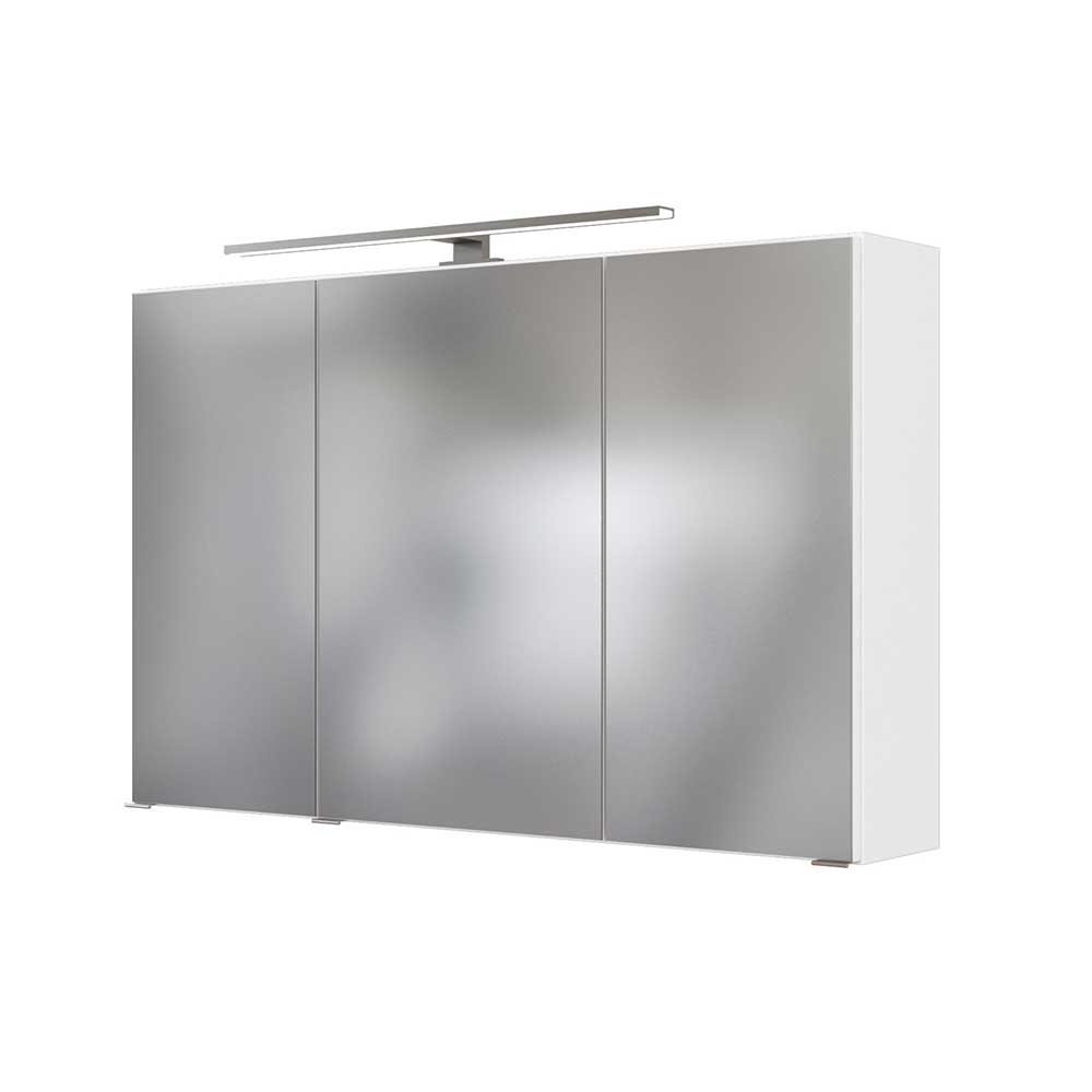 Bad 3-türiger Spiegelschrank mit LED Licht in Weiß - 60cm oder 100cm Livendas