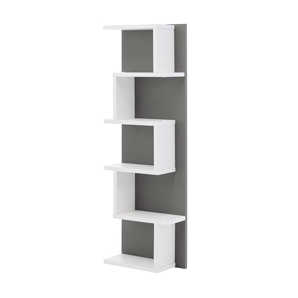 Badezimmer Designregal in Weiß Grau für Wandmontage - 31x99x16 cm Mirista